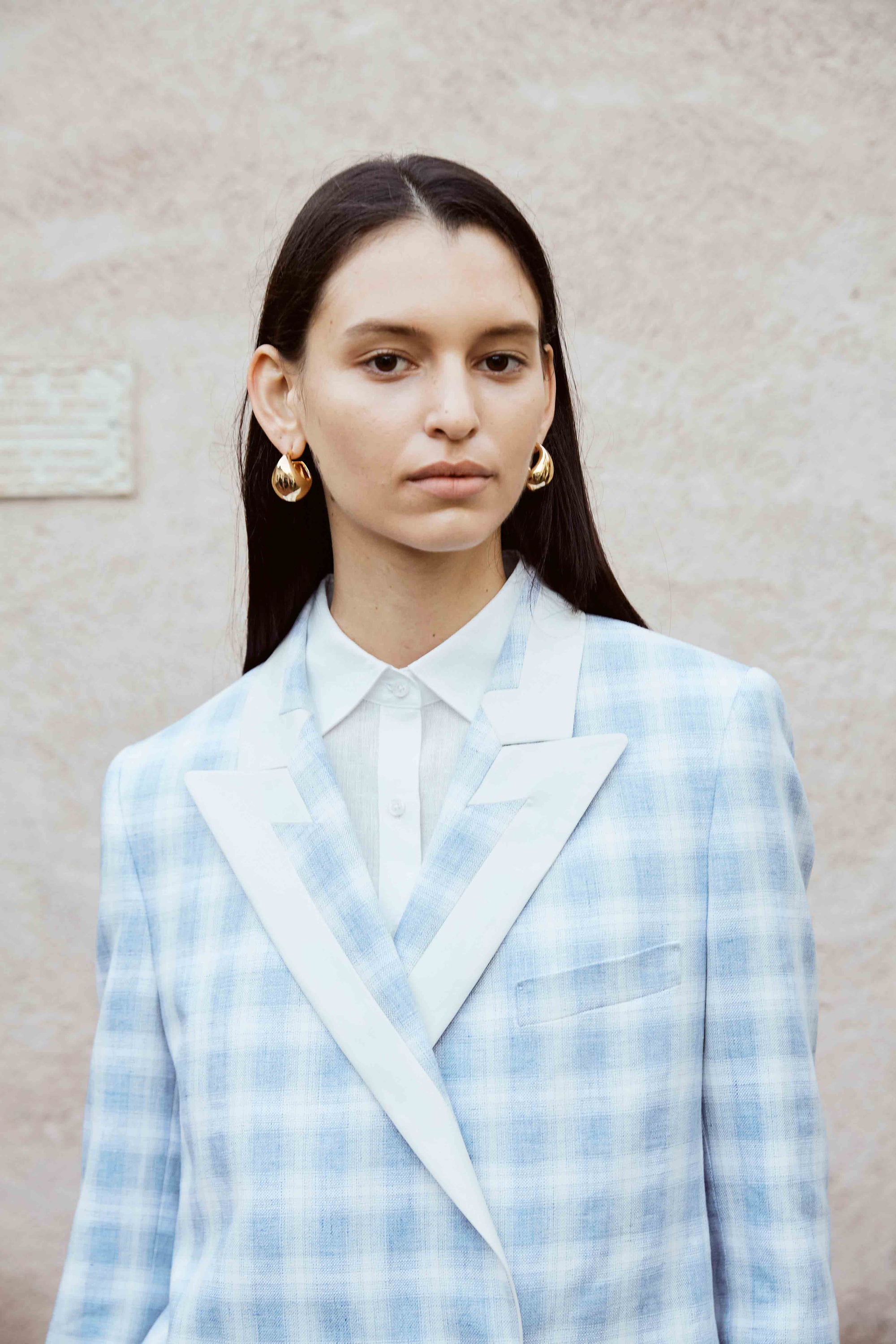 Blue and White Suit Set with Shorts