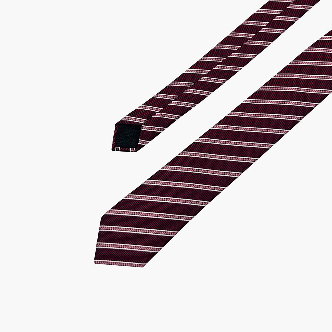 Red, White & Print Striped Tie