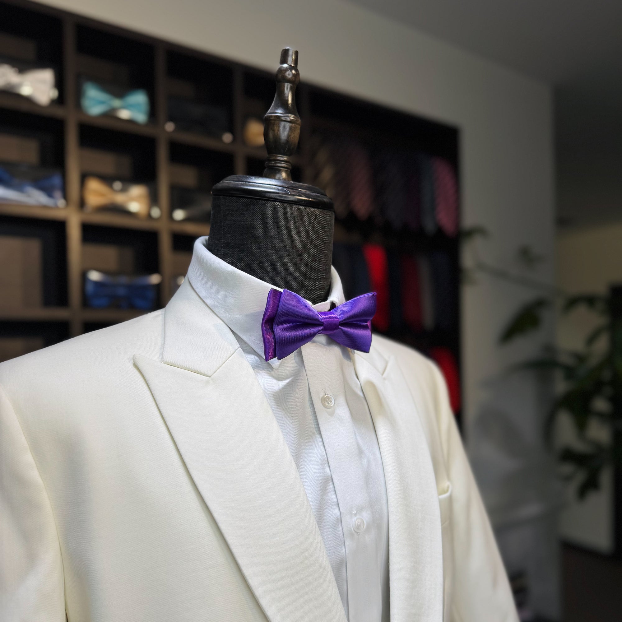 Royal Purple Satin Bow Tie