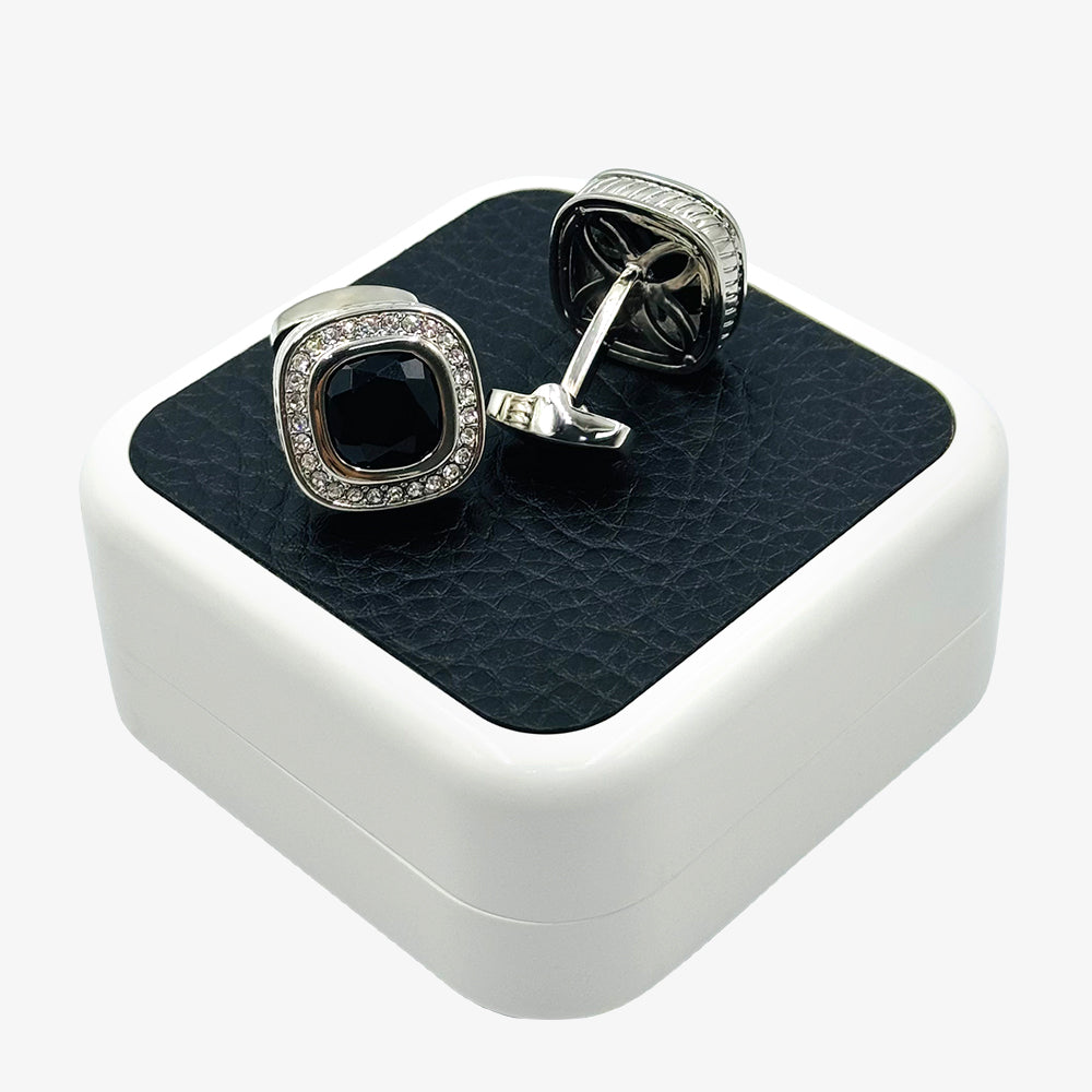 Silver Cufflinks with Black Stone
