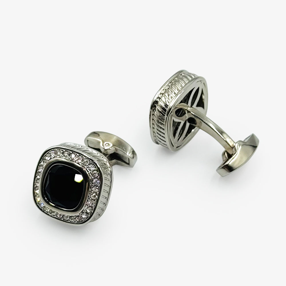 Silver Cufflinks with Black Stone