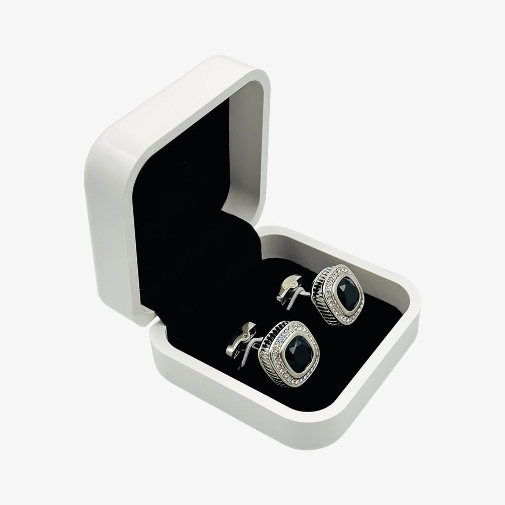 Silver Cufflinks with Black Stone