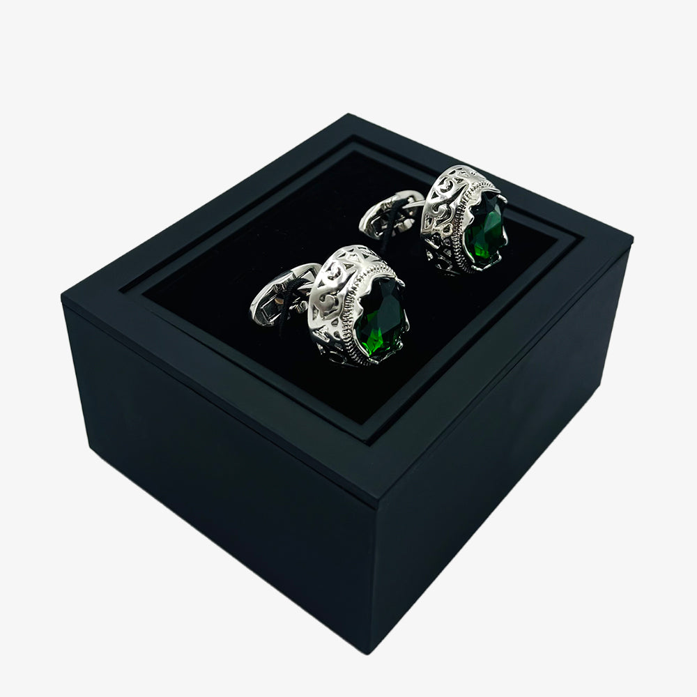Silver & Black Stone Cufflinks