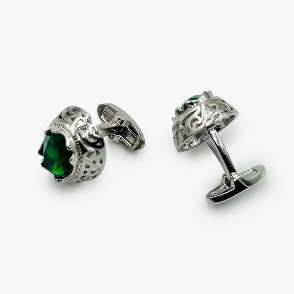 Silver & Black Stone Cufflinks