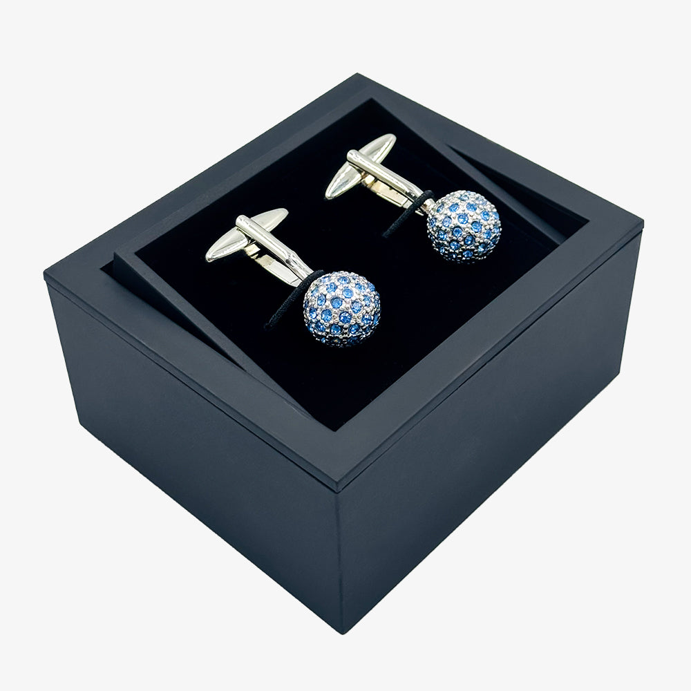 Silver Spiral Cufflinks with Blue Stones