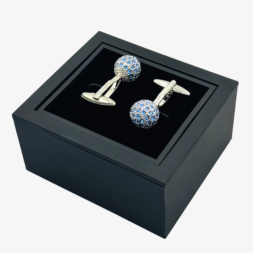 Silver Spiral Cufflinks with Blue Stones