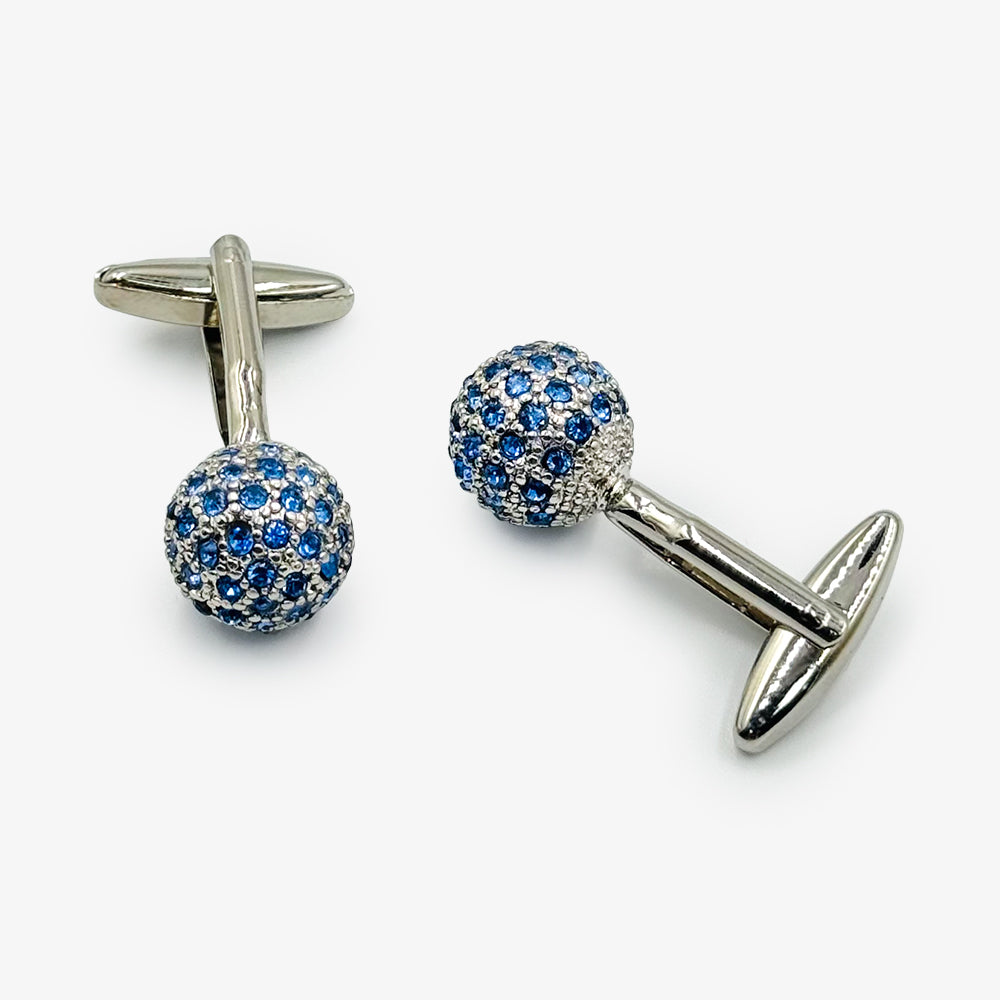 Silver Spiral Cufflinks with Blue Stones