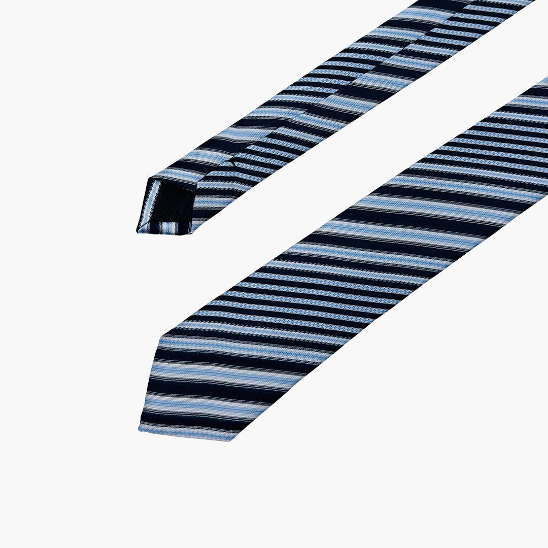 Sky Blue, Gray & Black Striped Tie