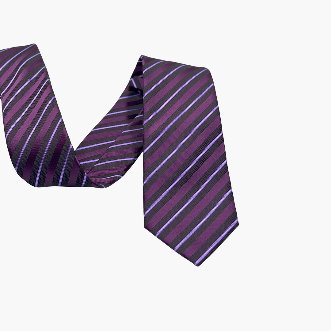 Violet, Purple & Black Striped Tie